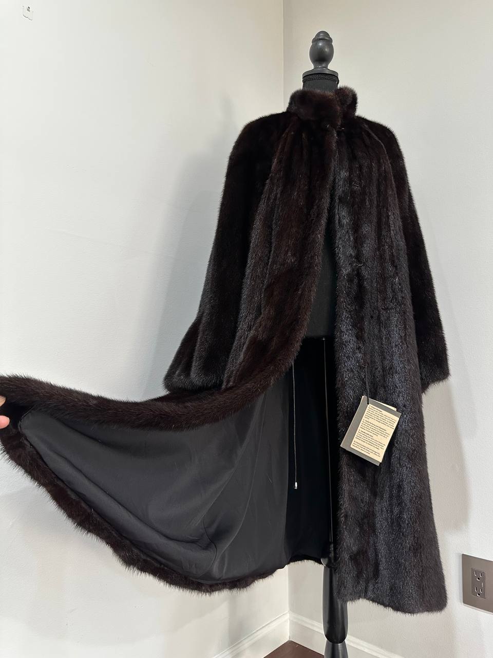 genuine real mink fur coat jacket 1109925 size XL new dark brown color NEW