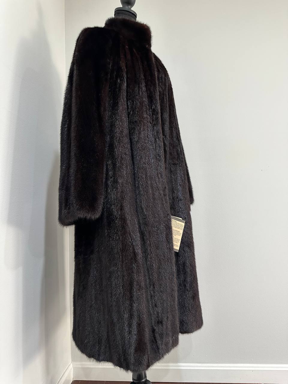 genuine real mink fur coat jacket 1109925 size XL new dark brown color NEW