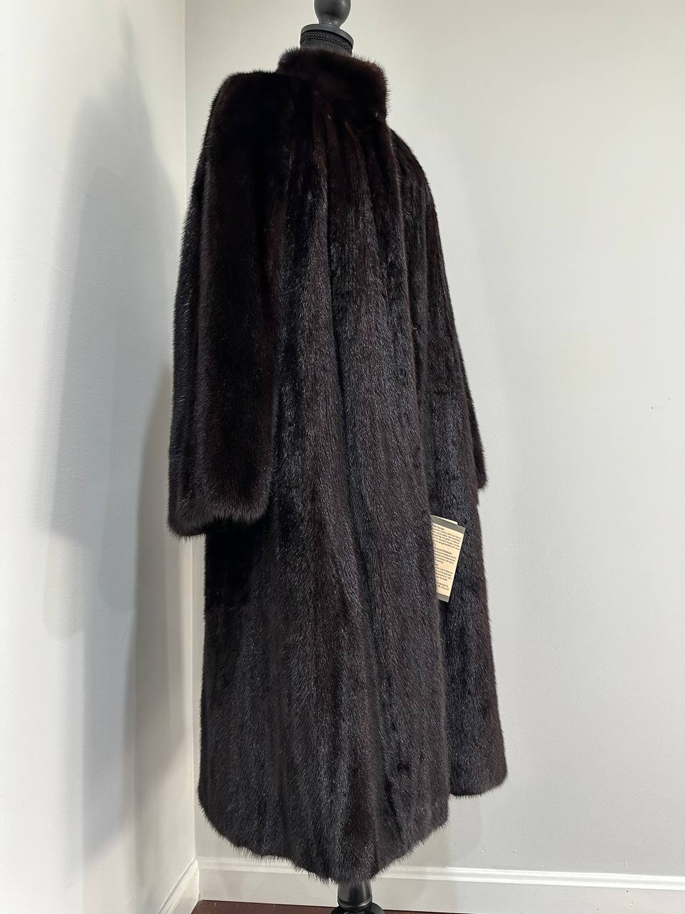 genuine real mink fur coat jacket 1109925 size XL new dark brown color NEW