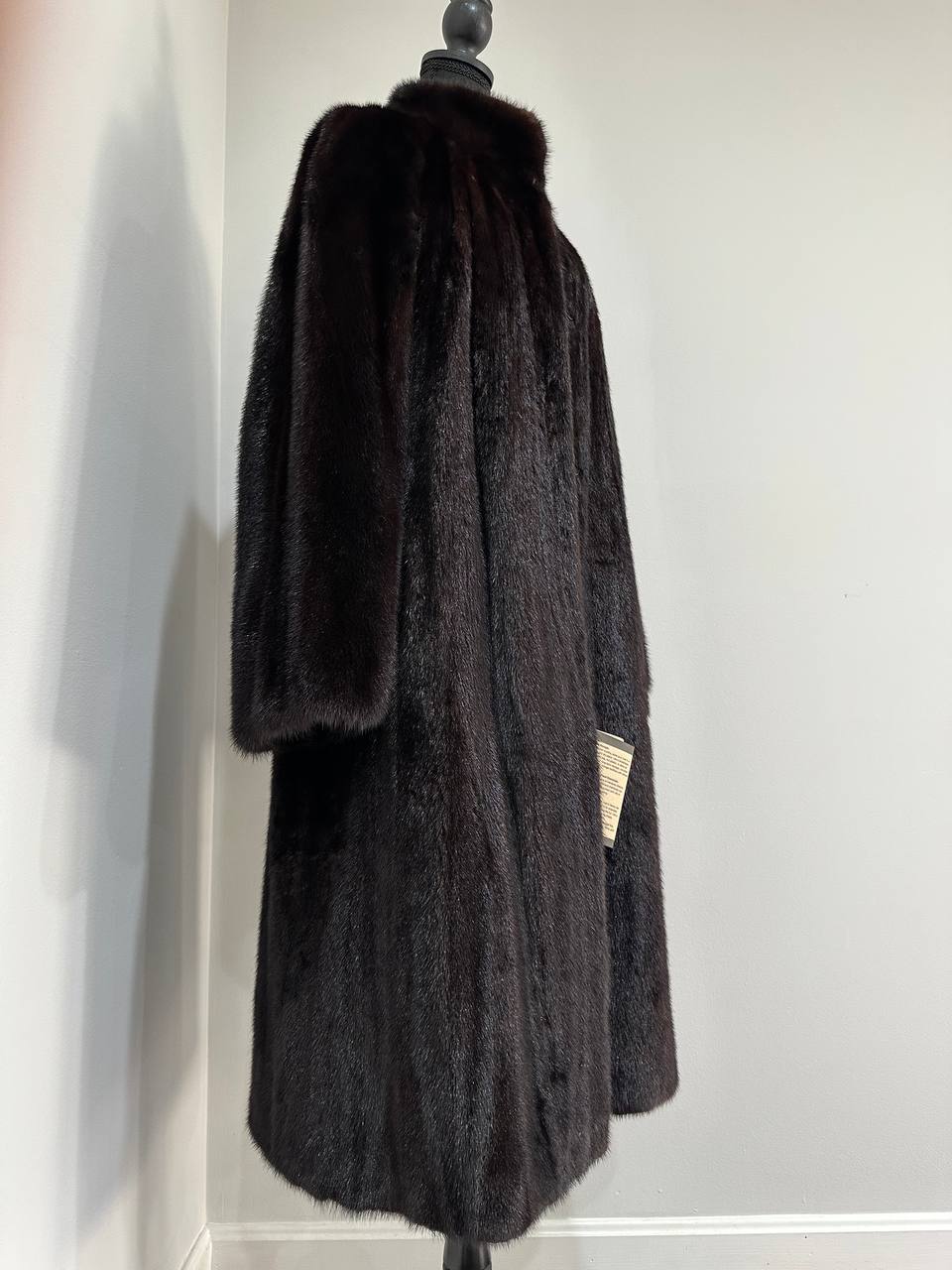 genuine real mink fur coat jacket 1109925 size XL new dark brown color NEW