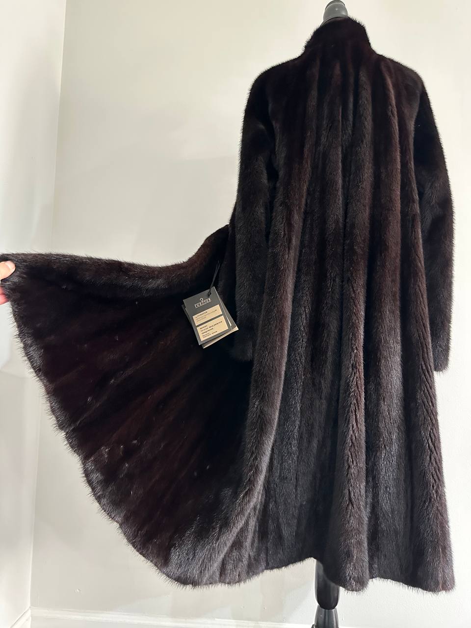 genuine real mink fur coat jacket 1109925 size XL new dark brown color NEW