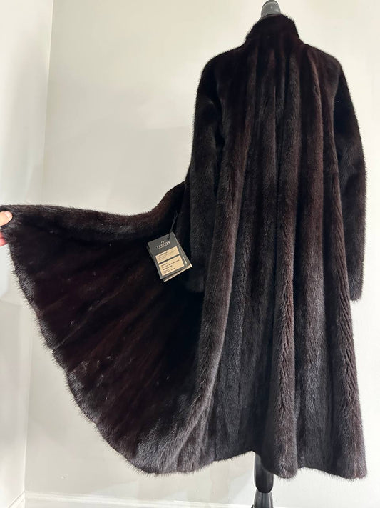 genuine real mink fur coat jacket 1109925 size XL new dark brown color NEW