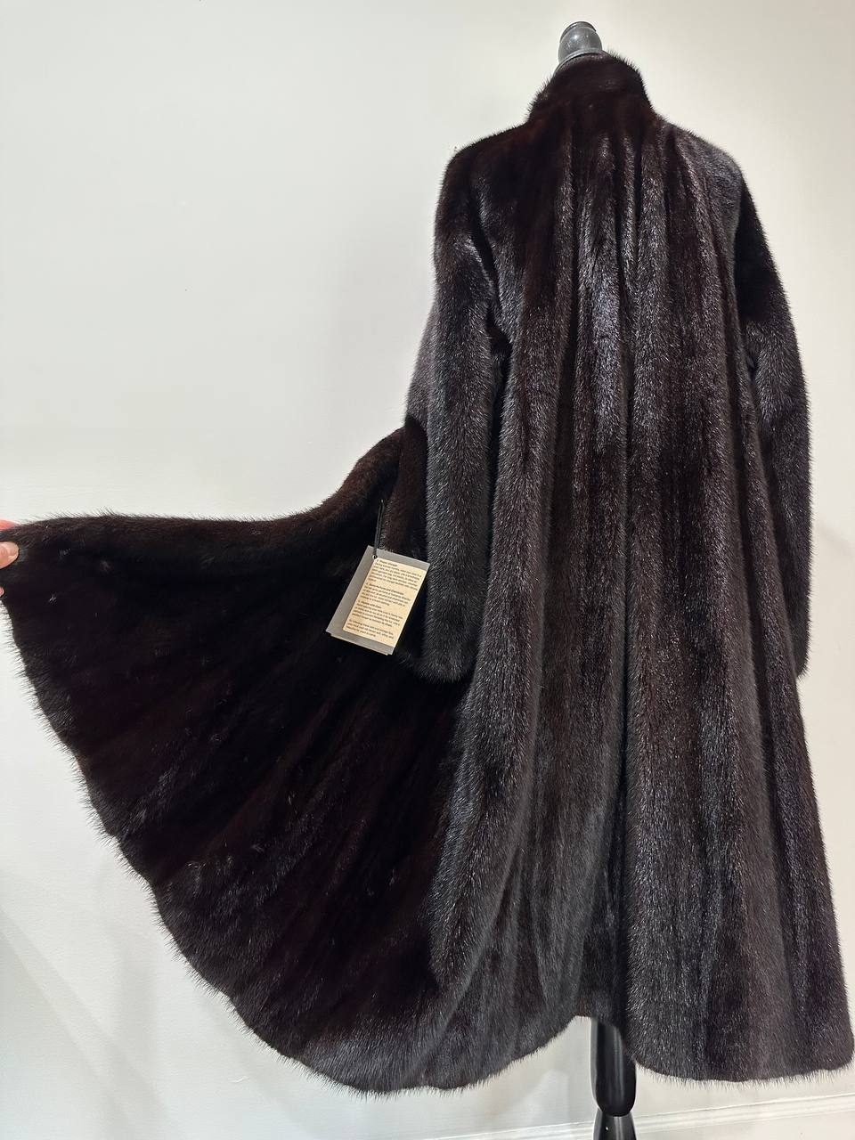 genuine real mink fur coat jacket 1109925 size XL new dark brown color NEW