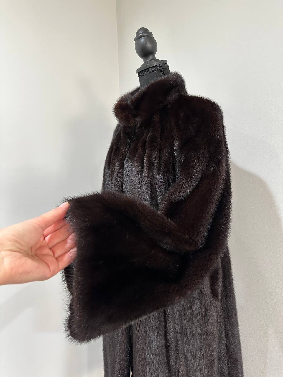 genuine real mink fur coat jacket 1109925 size XL new dark brown color NEW