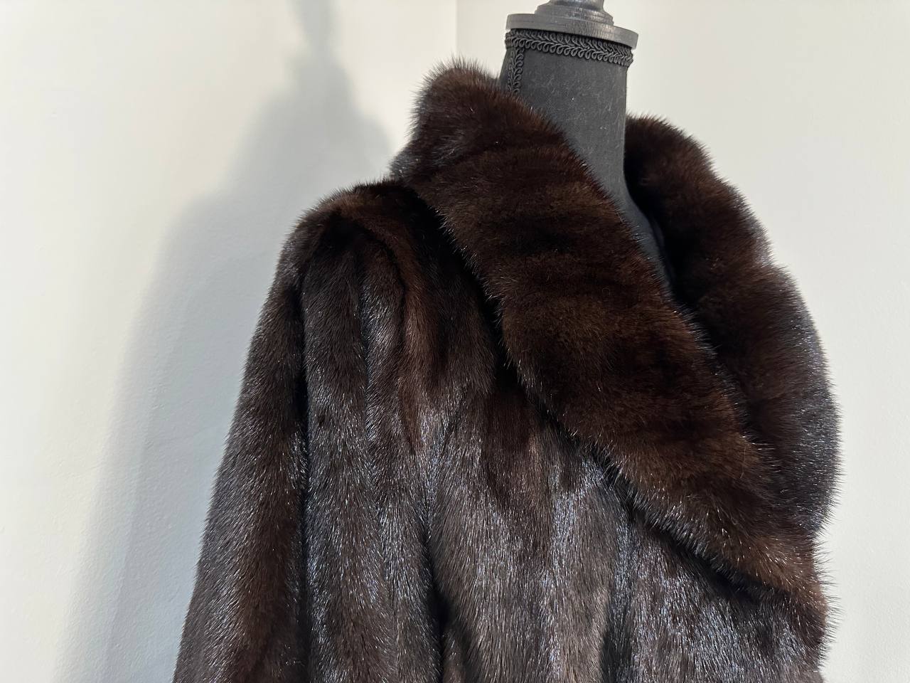 NEW Luxury Womens Real Mink Fur coat belted 1201038 Long genuine fur size XL