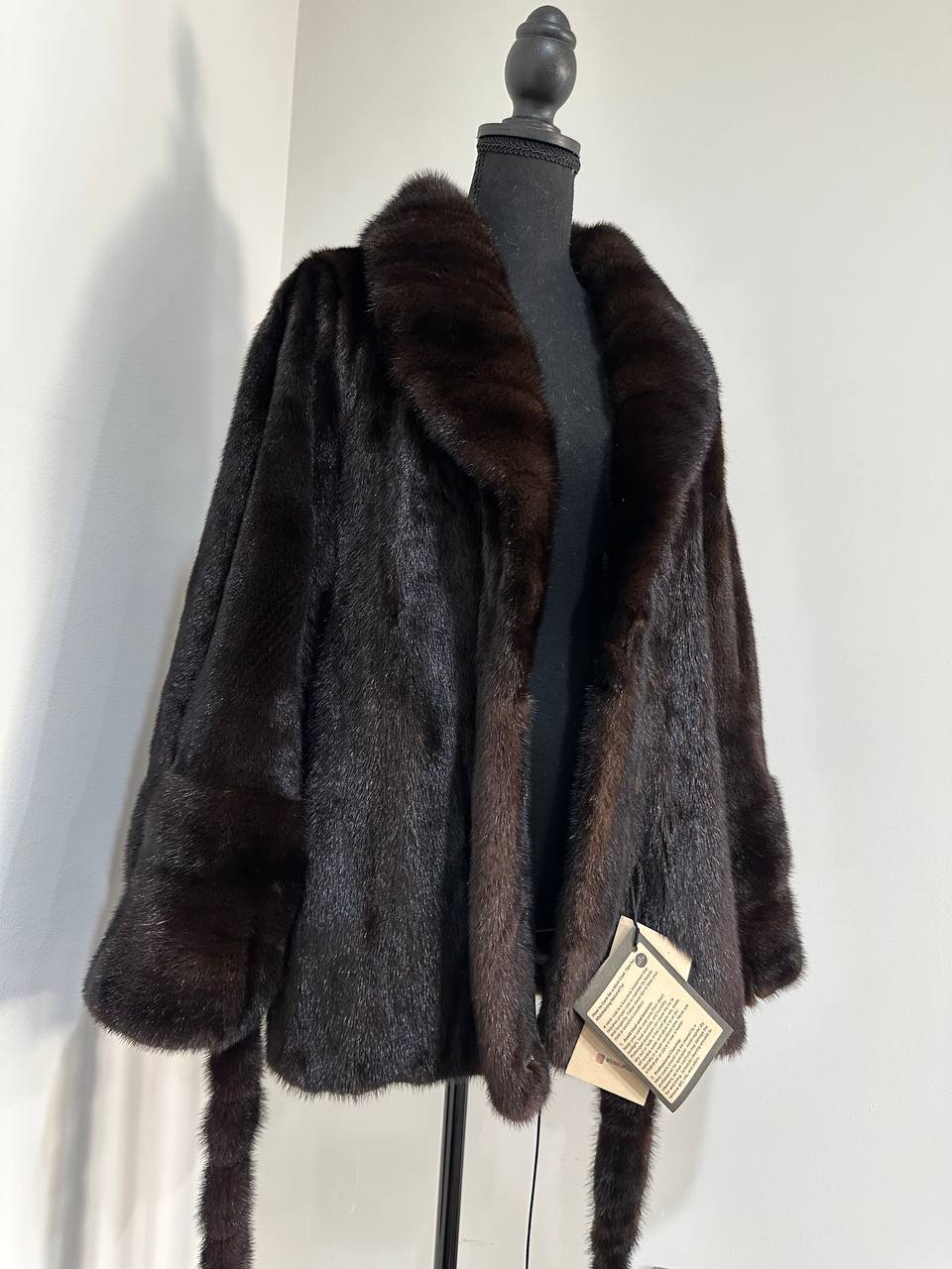 NEW Luxury Womens Real Mink Fur coat belted 1201038 Long genuine fur size XL