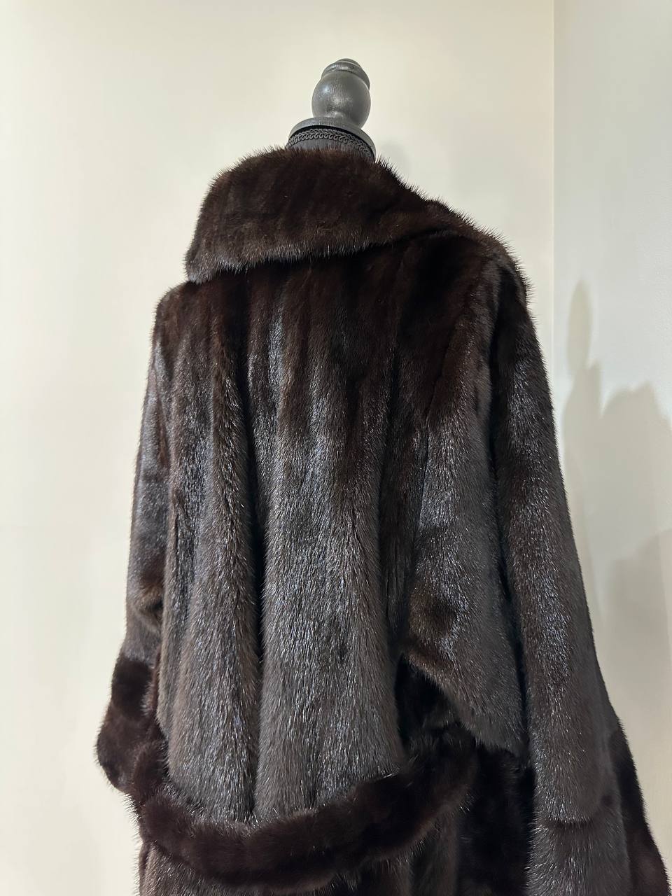NEW Luxury Womens Real Mink Fur coat belted 1201038 Long genuine fur size XL