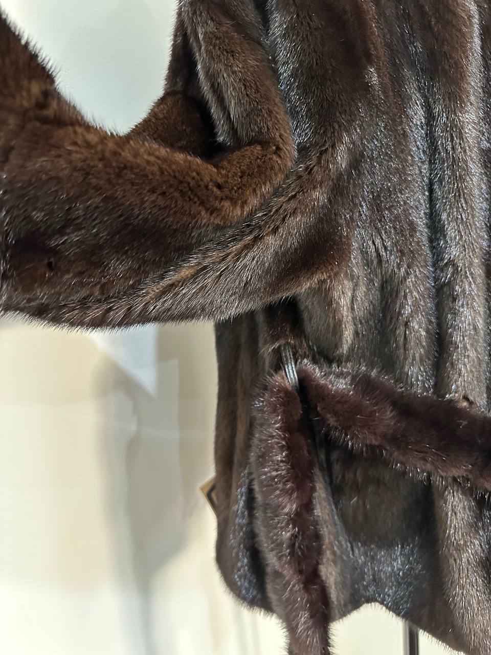 NEW Luxury Womens Real Mink Fur coat belted 1201038 Long genuine fur size XL