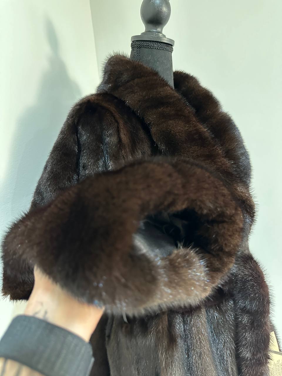 NEW Luxury Womens Real Mink Fur coat belted 1201038 Long genuine fur size XL