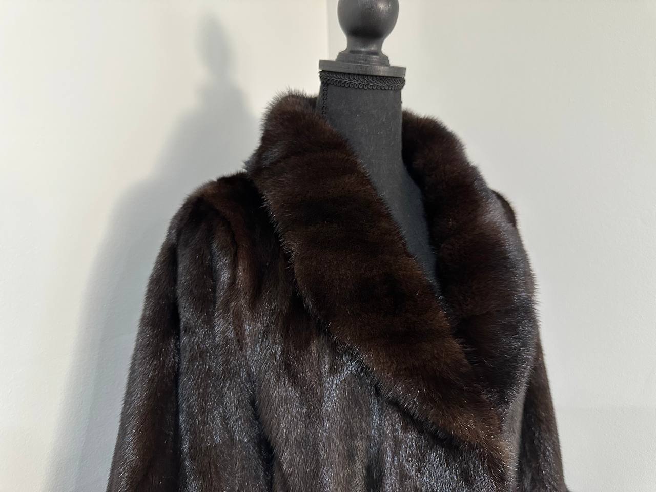 NEW Luxury Womens Real Mink Fur coat belted 1201038 Long genuine fur size XL