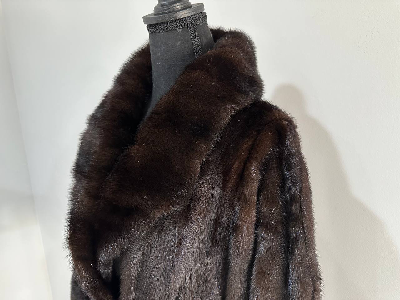 NEW Luxury Womens Real Mink Fur coat belted 1201038 Long genuine fur size XL