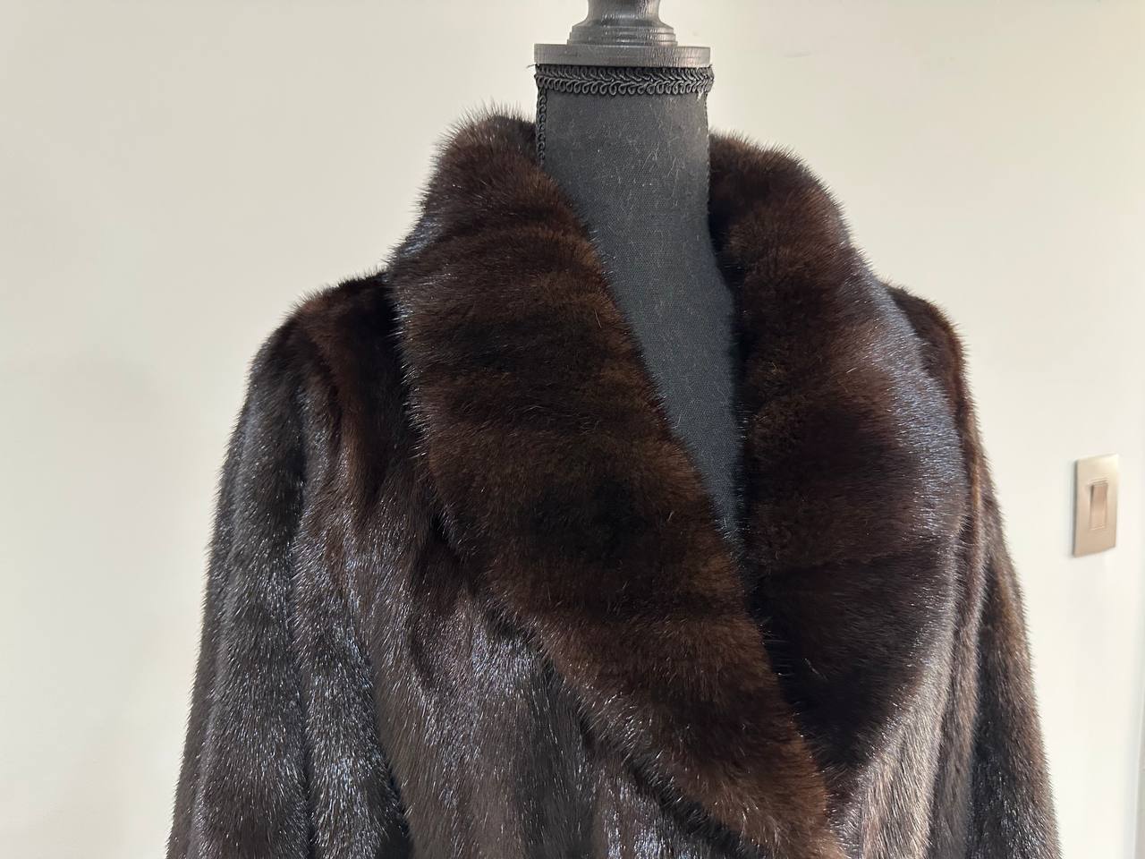 NEW Luxury Womens Real Mink Fur coat belted 1201038 Long genuine fur size XL