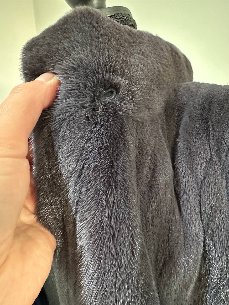 Real Luxury Sheared Mink Fur Coat Dark Graphite Color Full Length XL 1109847