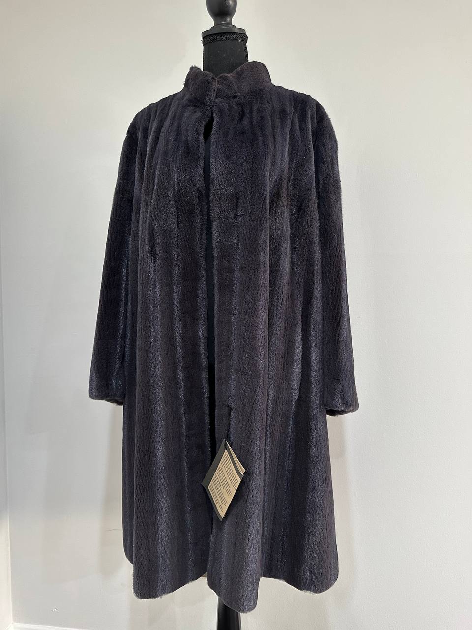 Real Luxury Sheared Mink Fur Coat Dark Graphite Color Full Length XL 1109847