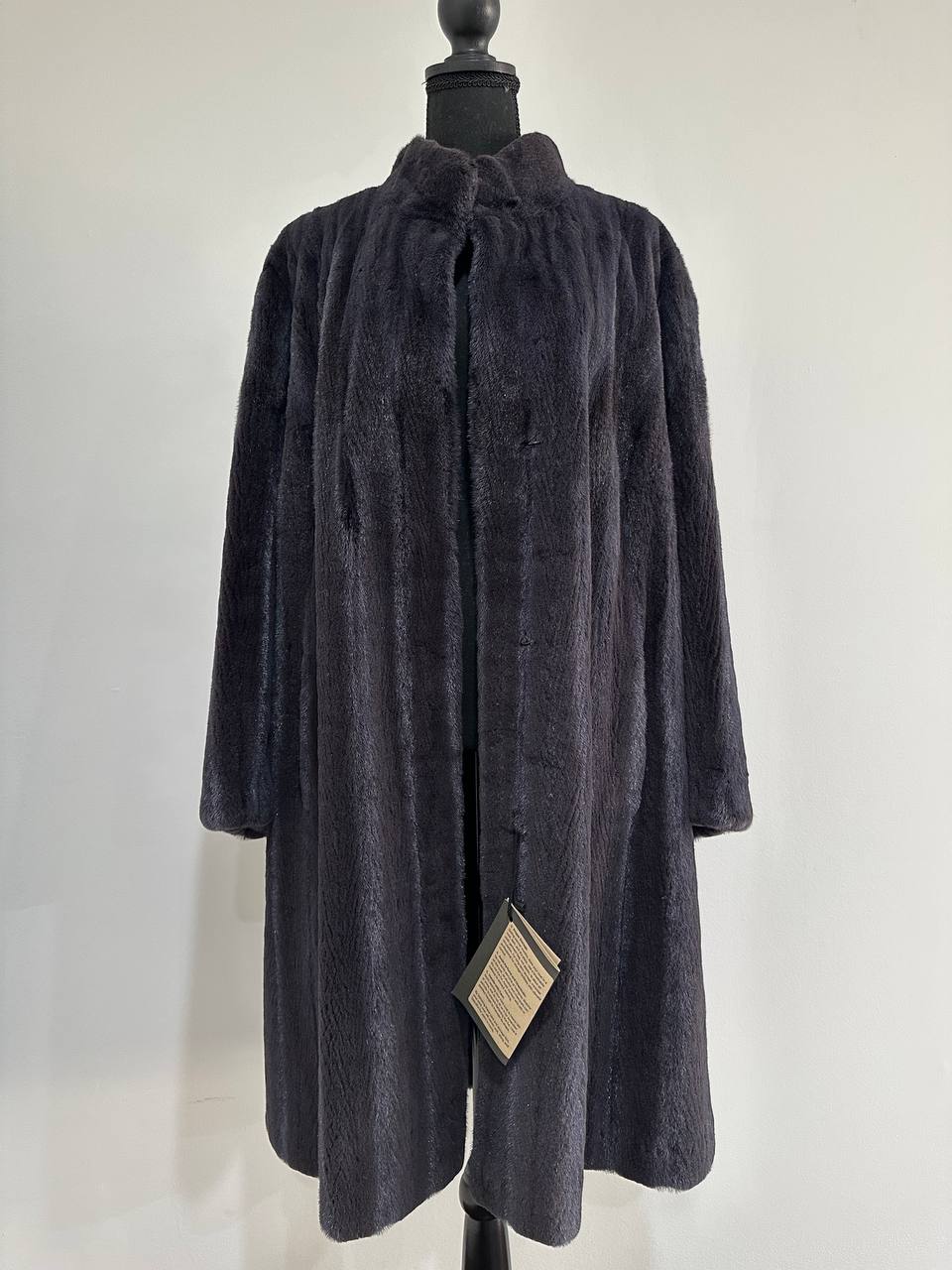 Real Luxury Sheared Mink Fur Coat Dark Graphite Color Full Length XL 1109847