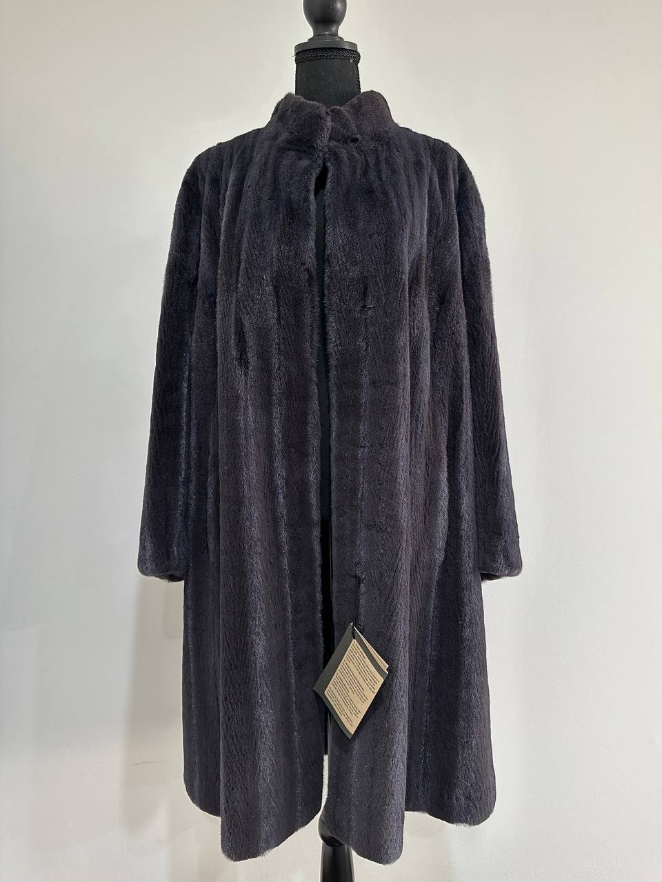 Real Luxury Sheared Mink Fur Coat Dark Graphite Color Full Length XL 1109847