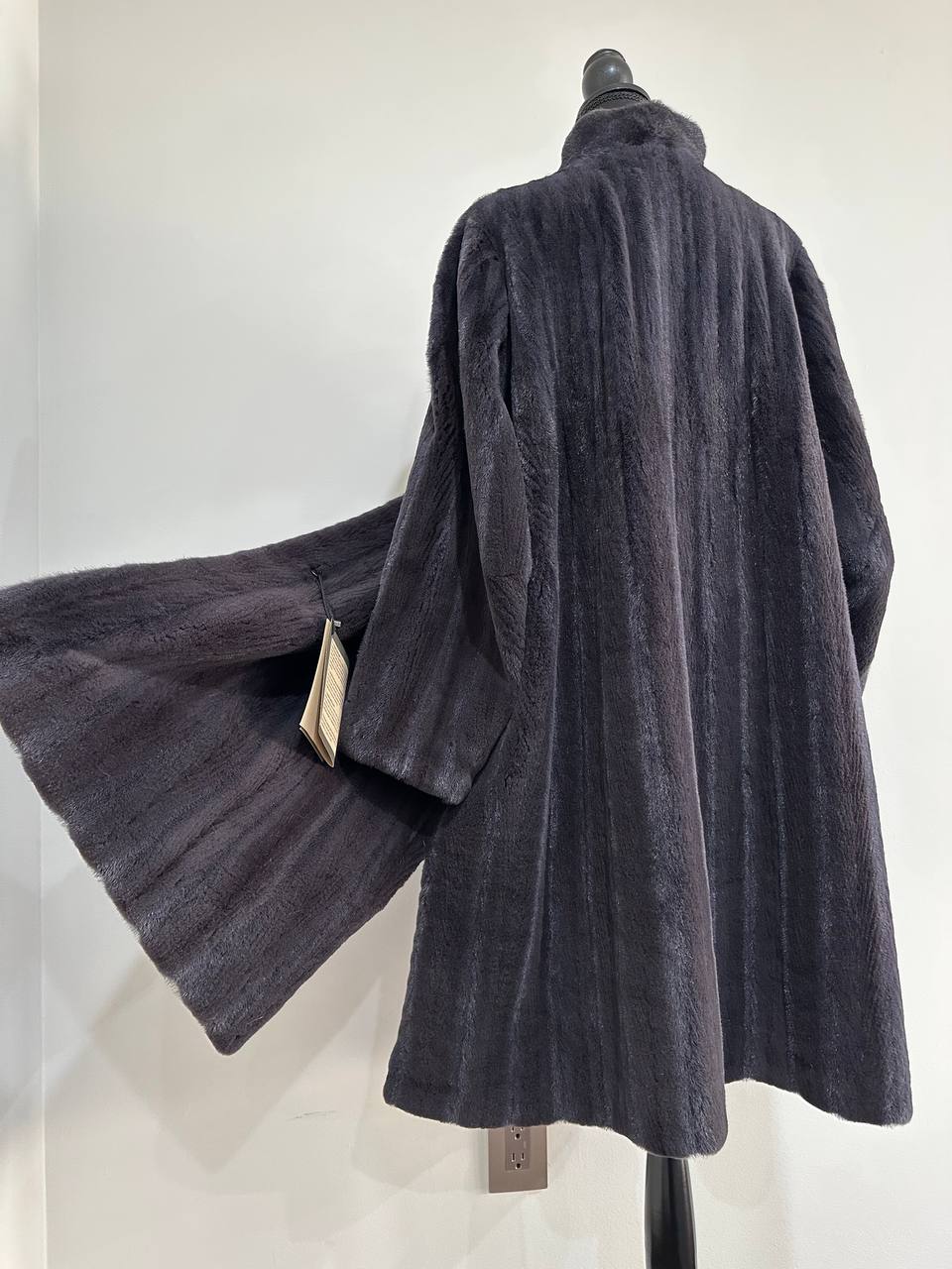 Real Luxury Sheared Mink Fur Coat Dark Graphite Color Full Length XL 1109847
