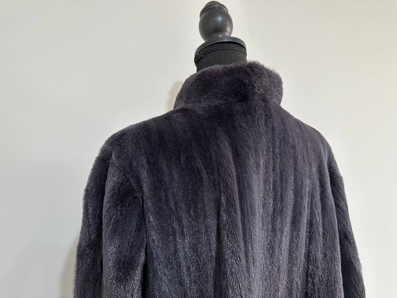 Real Luxury Sheared Mink Fur Coat Dark Graphite Color Full Length XL 1109847