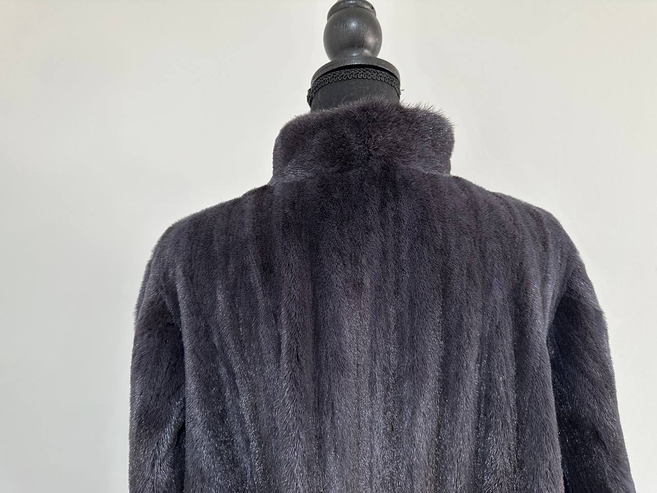 Real Luxury Sheared Mink Fur Coat Dark Graphite Color Full Length XL 1109847