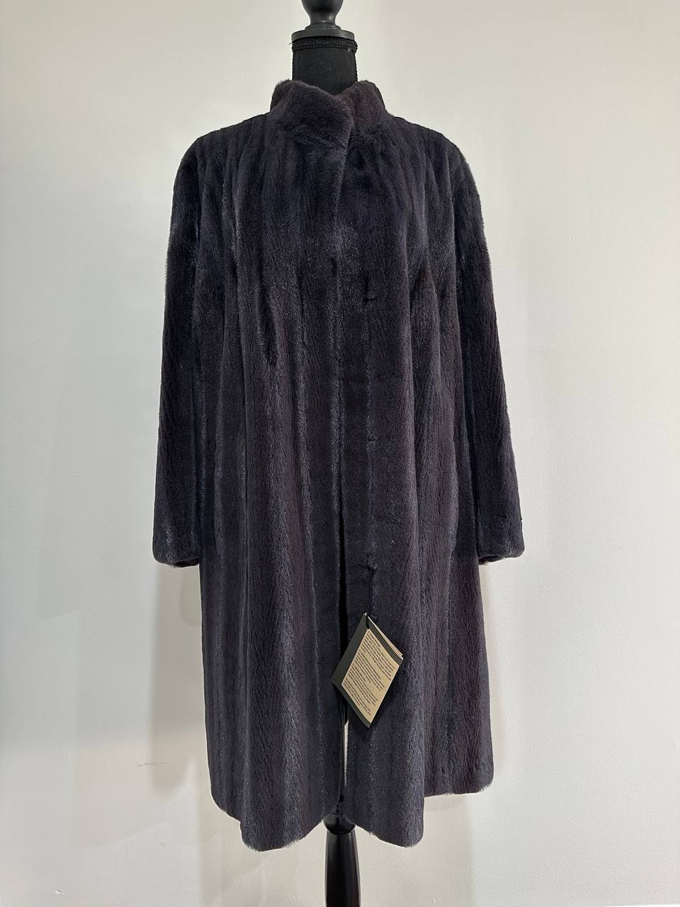 Real Luxury Sheared Mink Fur Coat Dark Graphite Color Full Length XL 1109847