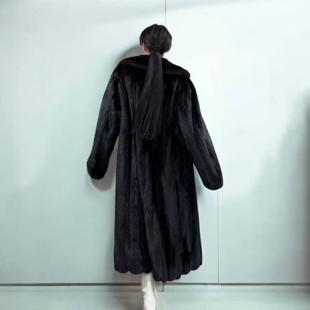 genuine real mink fur coat jacket 1109815 size L new dark brown color