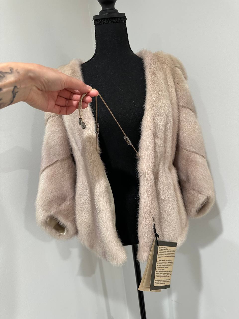 NEW REAL MINK FUR SHORT coat JACKET size M FULL SKIN 1201130 powdery PINK TINT