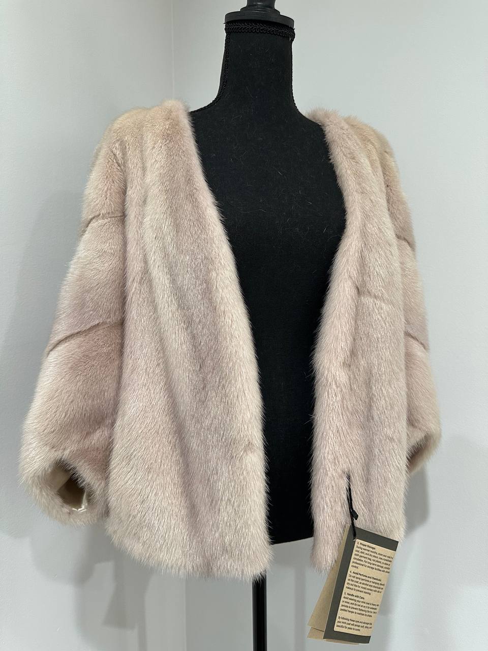 NEW REAL MINK FUR SHORT coat JACKET size M FULL SKIN 1201130 powdery PINK TINT