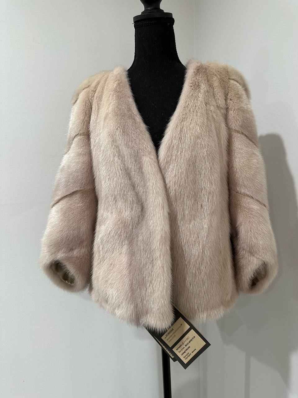NEW REAL MINK FUR SHORT coat JACKET size M FULL SKIN 1201130 powdery PINK TINT