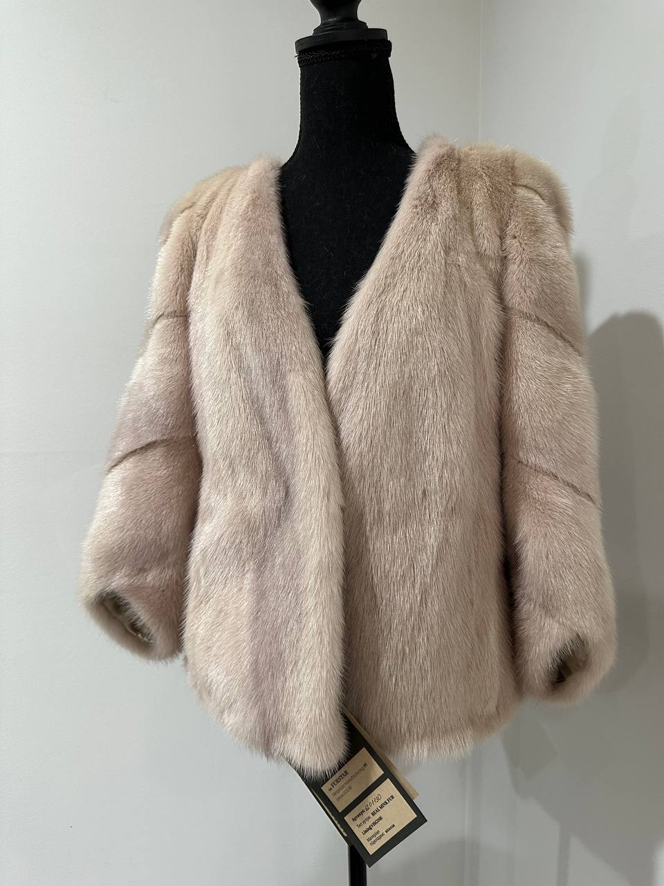 NEW REAL MINK FUR SHORT coat JACKET size M FULL SKIN 1201130 powdery PINK TINT