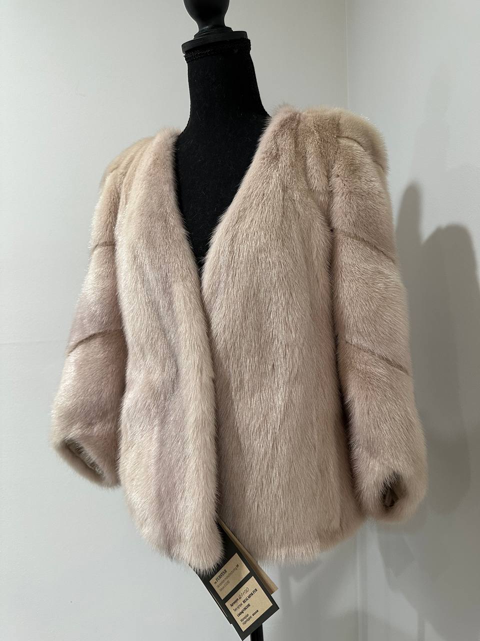 NEW REAL MINK FUR SHORT coat JACKET size M FULL SKIN 1201130 powdery PINK TINT