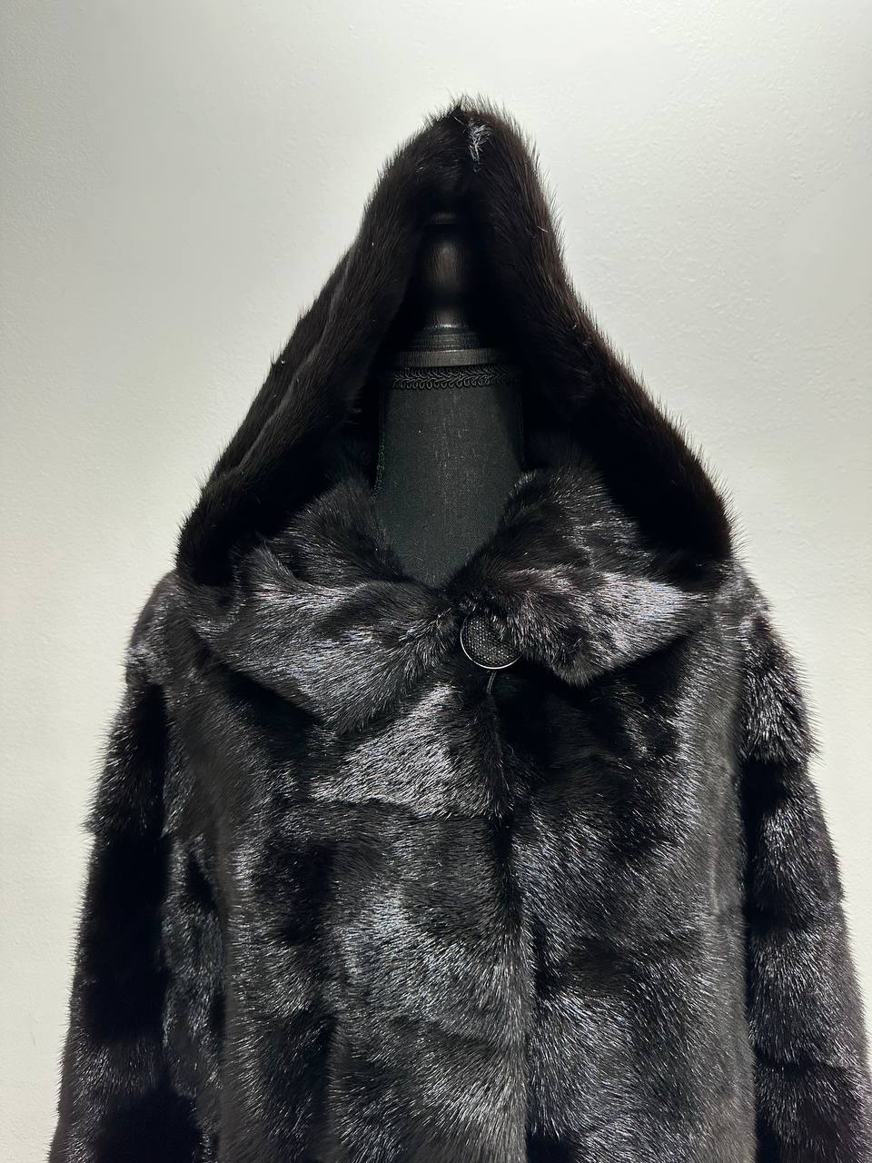 NEW REAL MINK FUR coat size L LARGE 1201116 HORIZONTAL long sleeve jacket BLACK