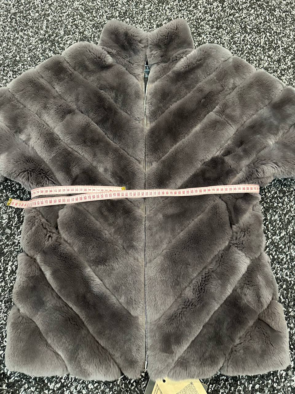 chinchilla rex rabbit GENUINE REAL FUR coat Jacket ONE SIZE size women 1201115