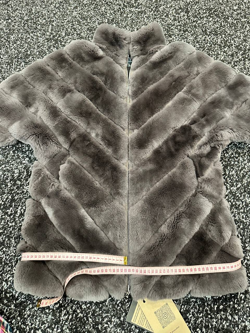 chinchilla rex rabbit GENUINE REAL FUR coat Jacket ONE SIZE size women 1201115