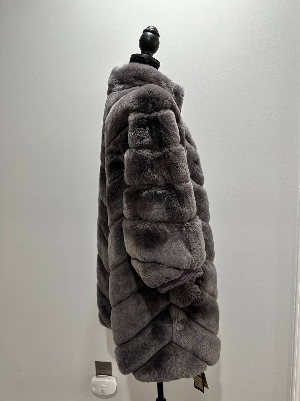 chinchilla rex rabbit GENUINE REAL FUR coat Jacket ONE SIZE size women 1201115