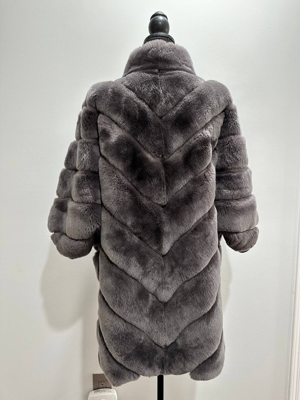 chinchilla rex rabbit GENUINE REAL FUR coat Jacket ONE SIZE size women 1201115