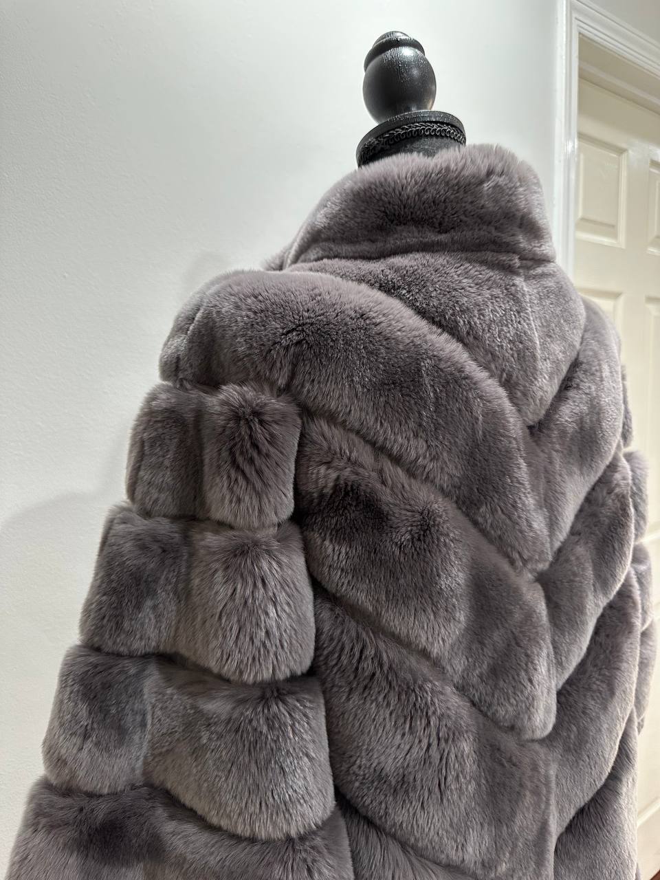 chinchilla rex rabbit GENUINE REAL FUR coat Jacket ONE SIZE size women 1201115