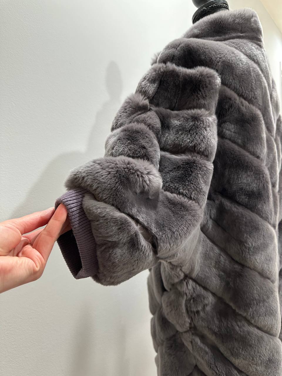 chinchilla rex rabbit GENUINE REAL FUR coat Jacket ONE SIZE size women 1201115