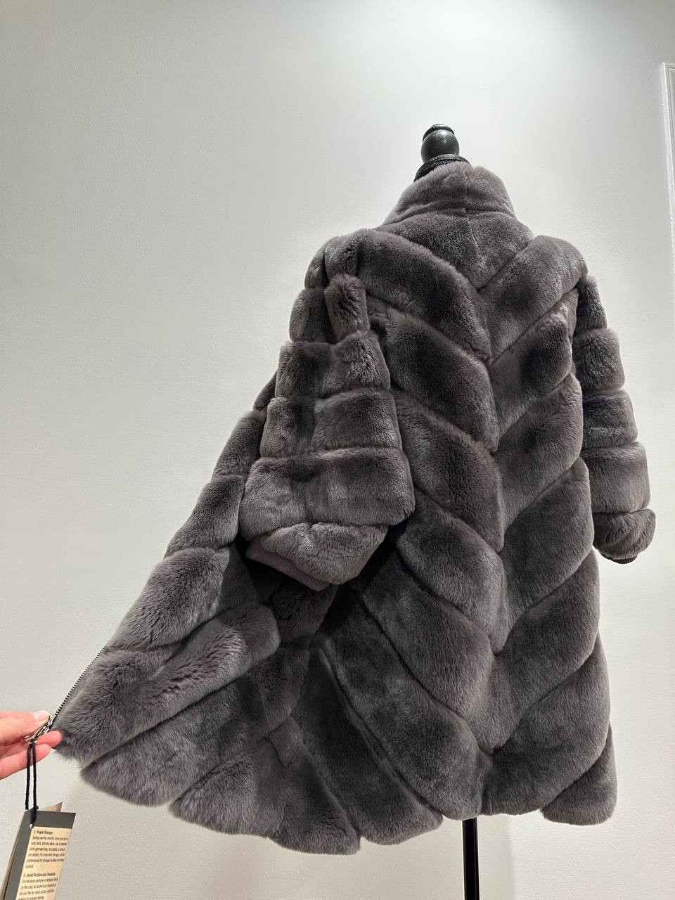 chinchilla rex rabbit GENUINE REAL FUR coat Jacket ONE SIZE size women 1201115