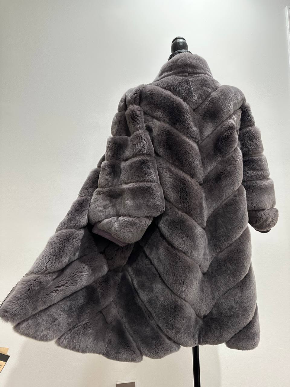 chinchilla rex rabbit GENUINE REAL FUR coat Jacket ONE SIZE size women 1201115