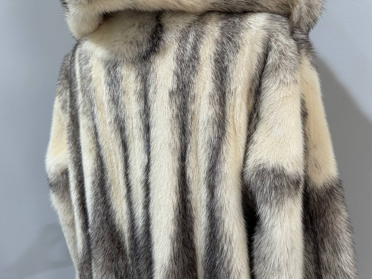 REAL CROSS MINK FUR women coat size L NEW 1201097 GENUINE FURS A STYLE HOODED