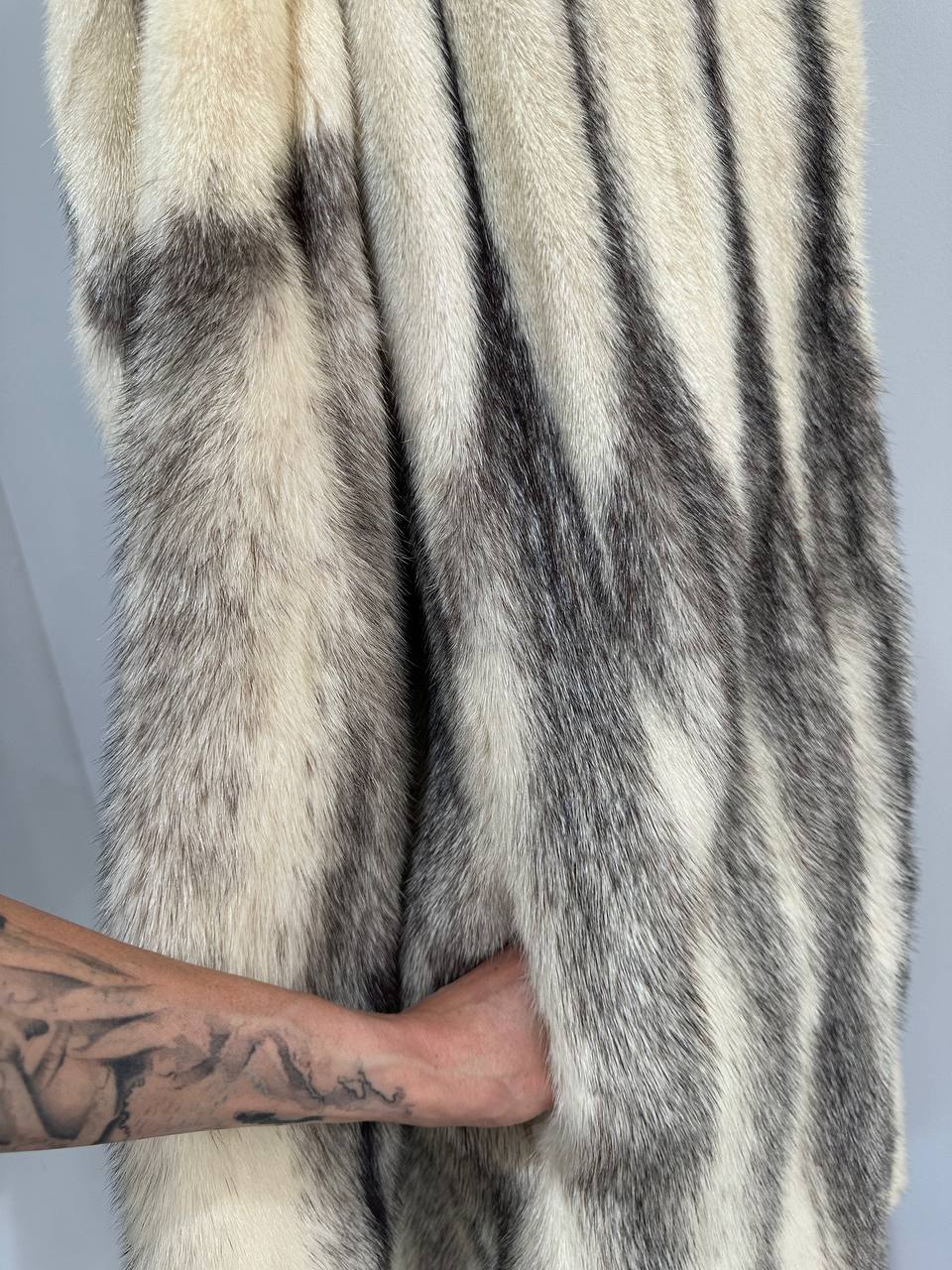 REAL CROSS MINK FUR women coat size L NEW 1201097 GENUINE FURS A STYLE HOODED