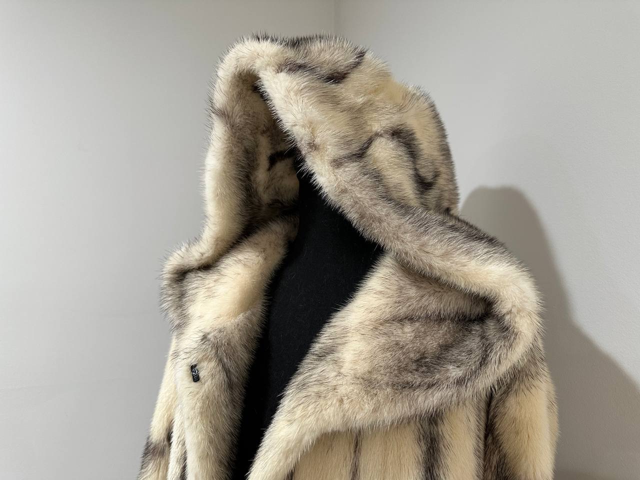 REAL CROSS MINK FUR women coat size L NEW 1201097 GENUINE FURS A STYLE HOODED