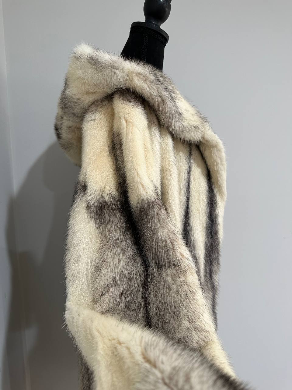 REAL CROSS MINK FUR women coat size L NEW 1201097 GENUINE FURS A STYLE HOODED
