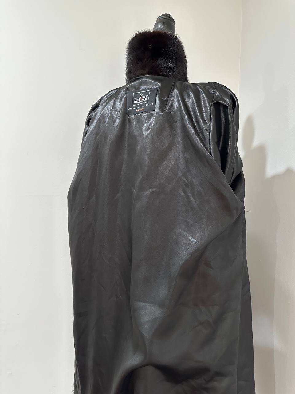 genuine real mink fur coat BELTED jacket 1201002 size XL new dark brown color