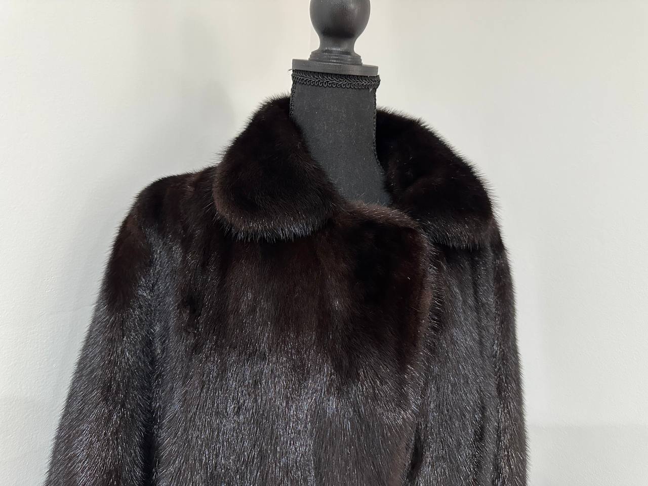 genuine real mink fur coat BELTED jacket 1201002 size XL new dark brown color