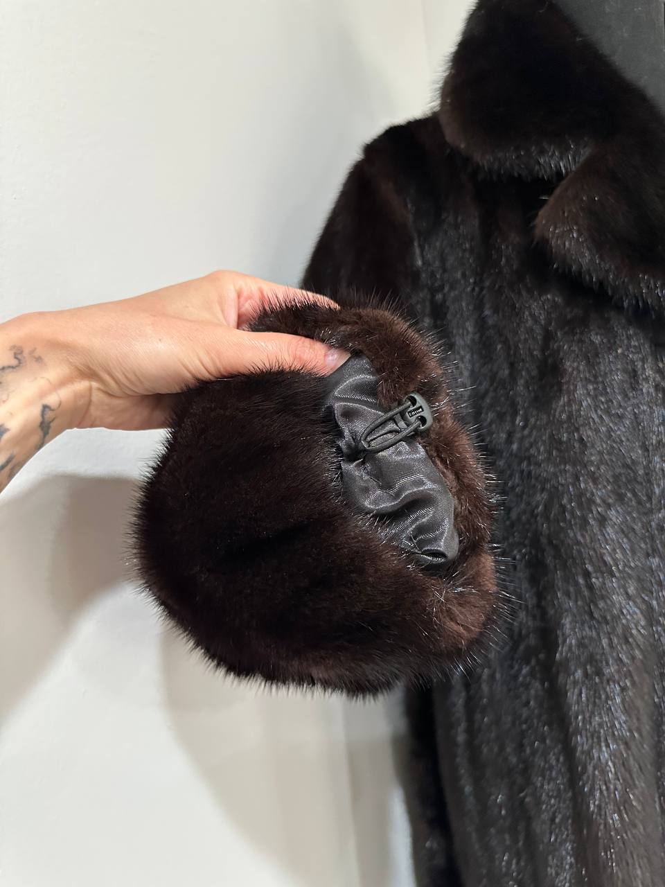 genuine real mink fur coat BELTED jacket 1201002 size XL new dark brown color