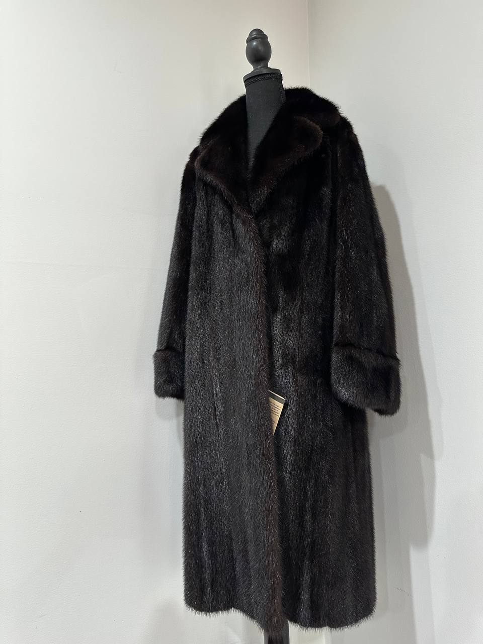 genuine real mink fur coat BELTED jacket 1201002 size XL new dark brown color