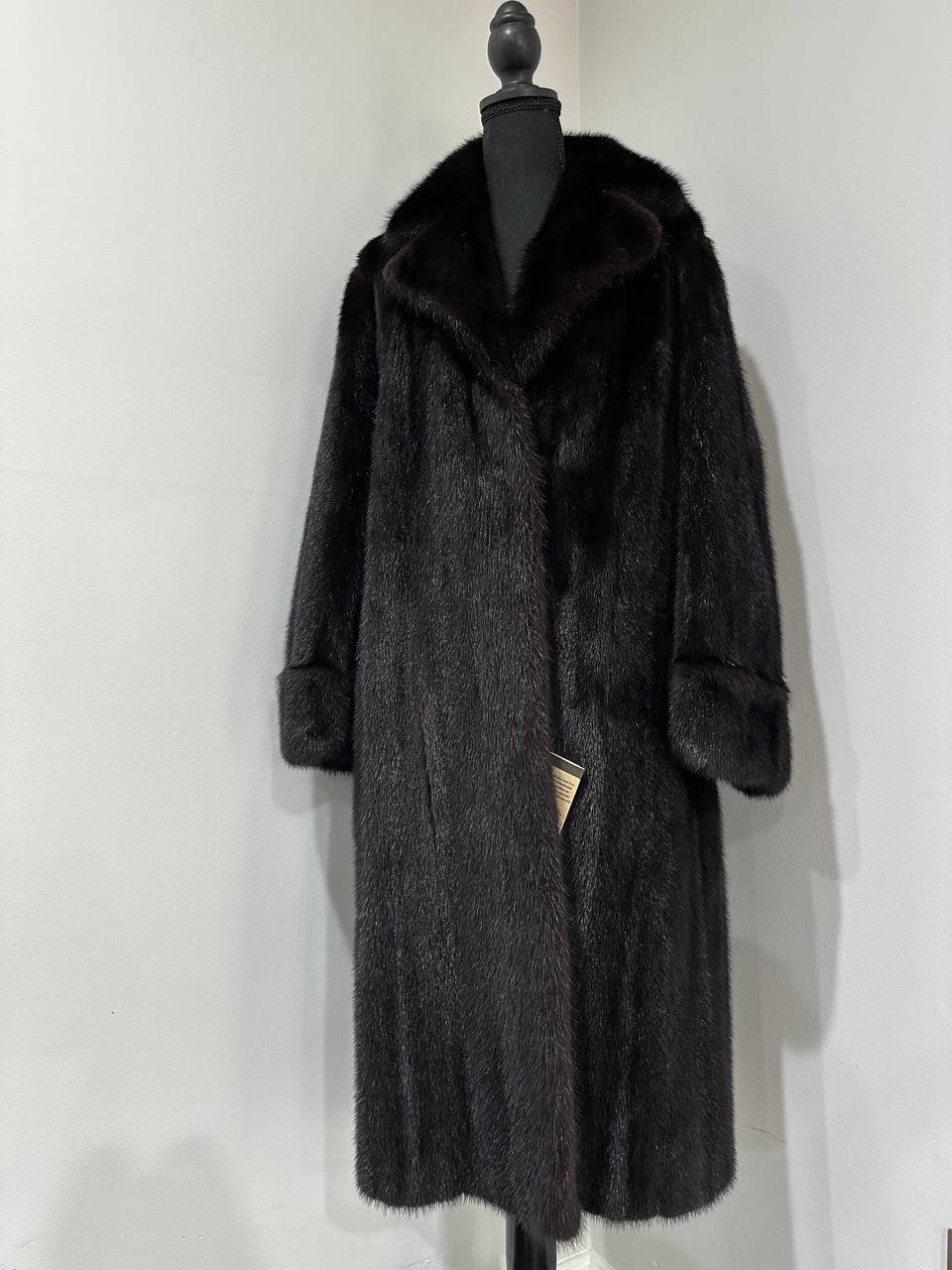 genuine real mink fur coat BELTED jacket 1201002 size XL new dark brown color