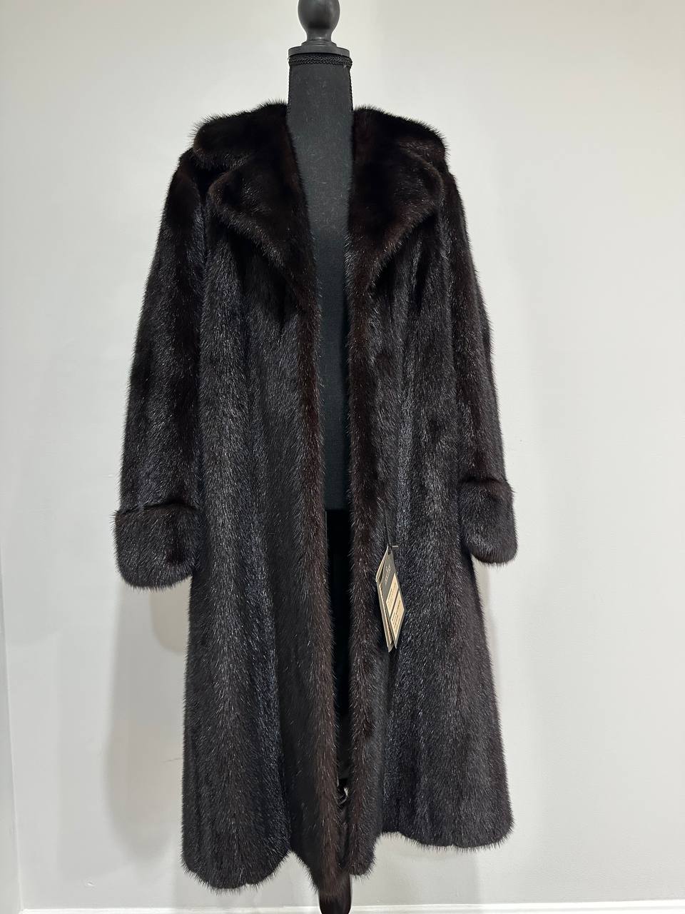 genuine real mink fur coat BELTED jacket 1201002 size XL new dark brown color