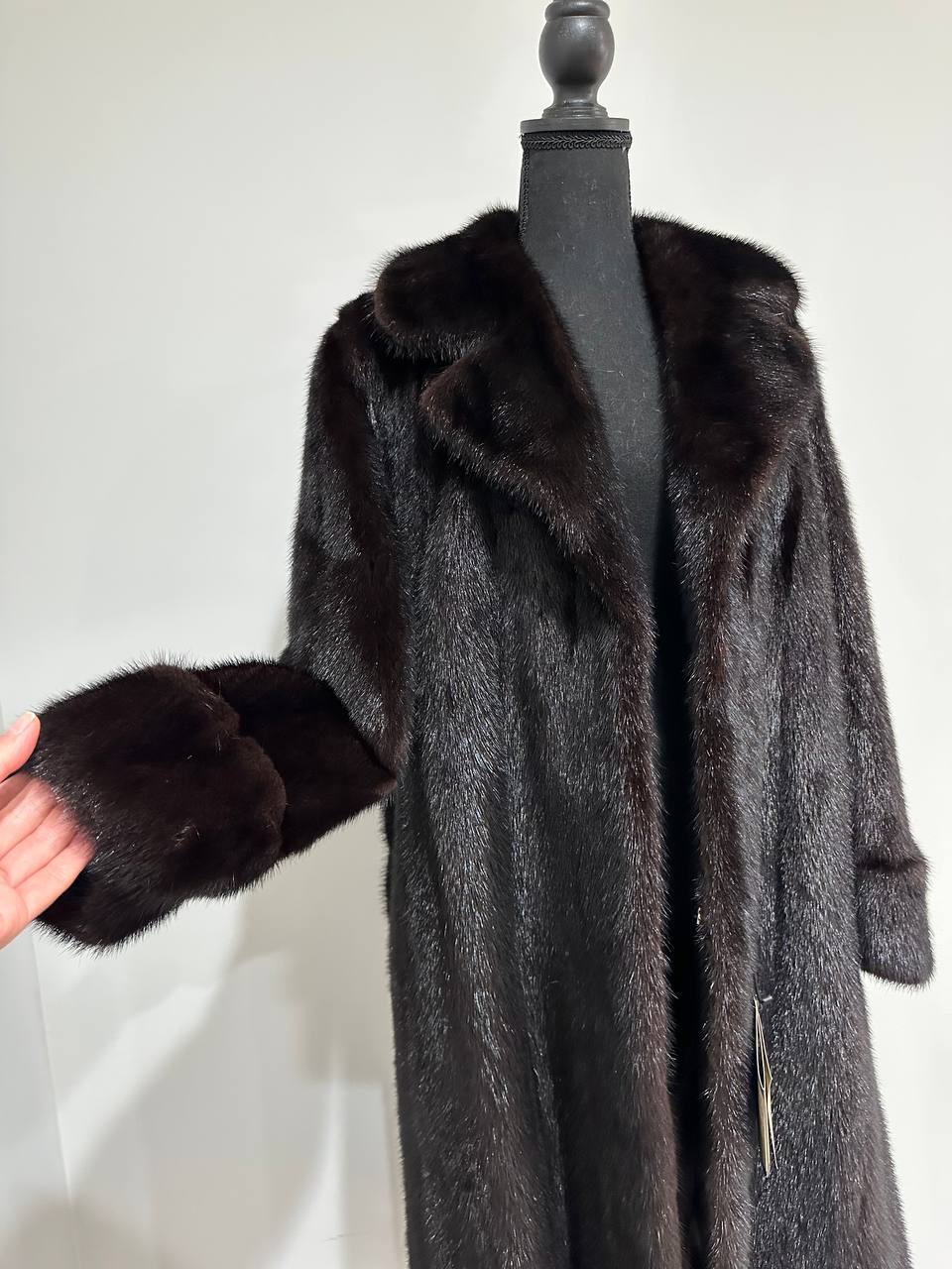 genuine real mink fur coat BELTED jacket 1201002 size XL new dark brown color